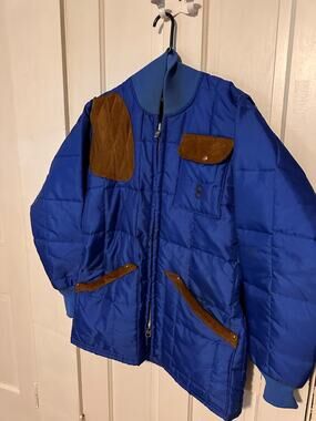 vTG Bob Allen Sportswear Blue Quilted Jacket Suede Patch Gorpcore - Women’s M